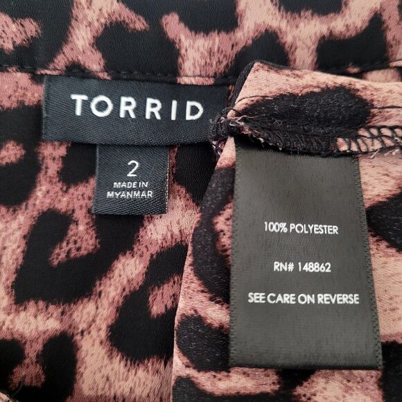 Torrid Leopard Georgette Bow Tie Blouse Size‎ 2 2X - Picture 6 of 8